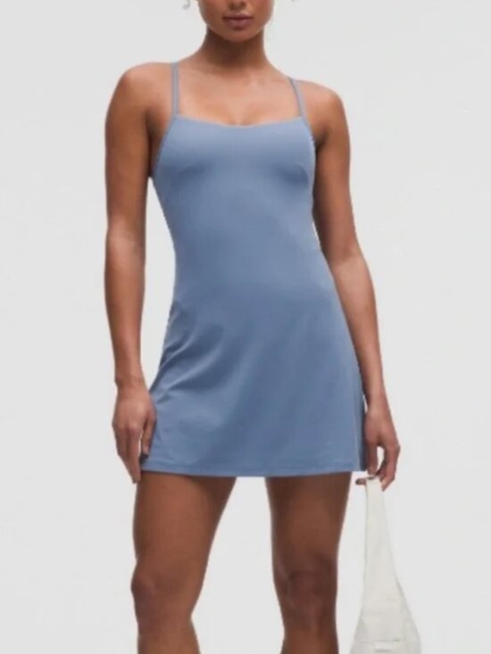 lululemon athletica Dresses & Skirts - Lululemon Washed Denim Blue Align Dress Athletic Dress Size 6 NWT